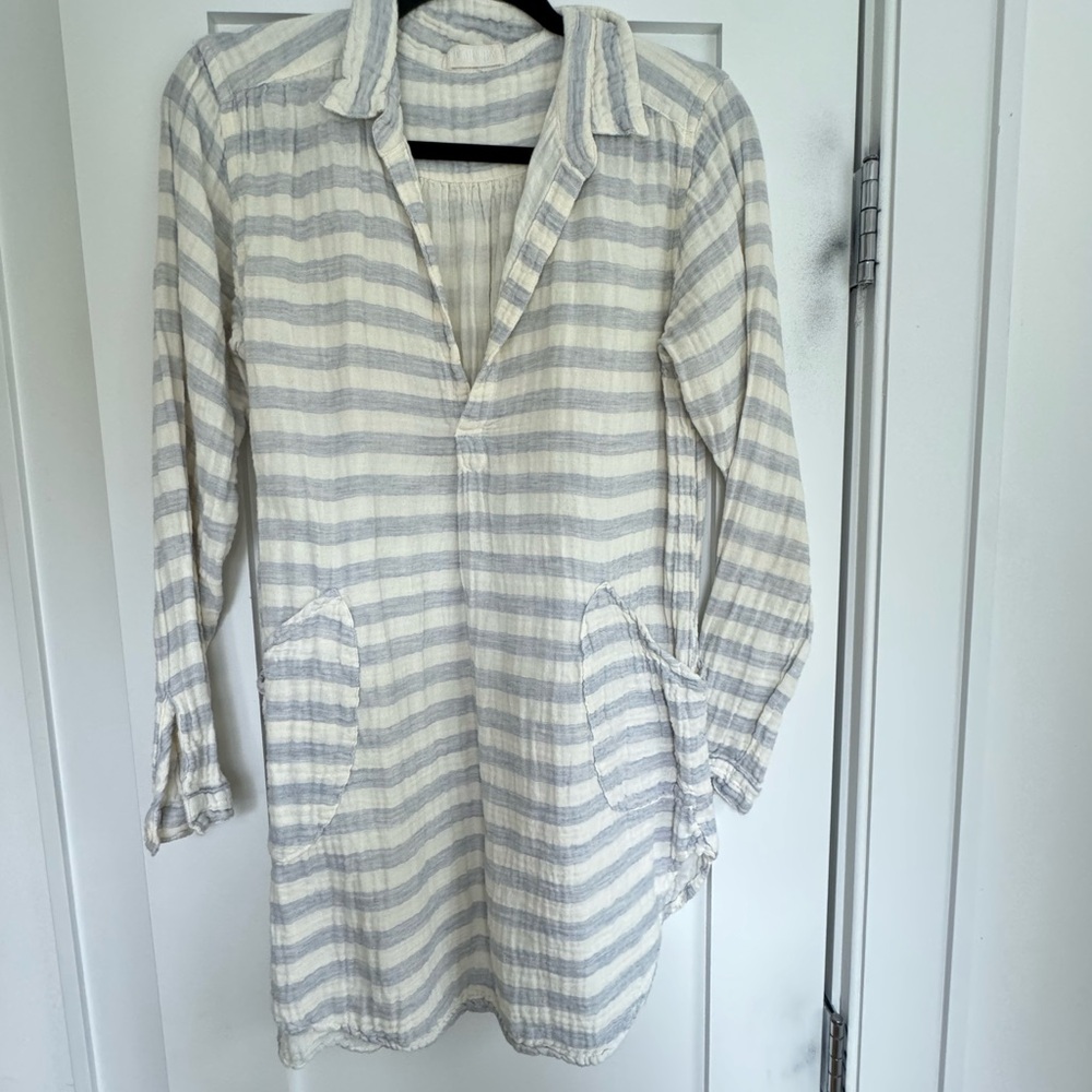 CP Shades Striped Swim Coverup in Cream and Gray